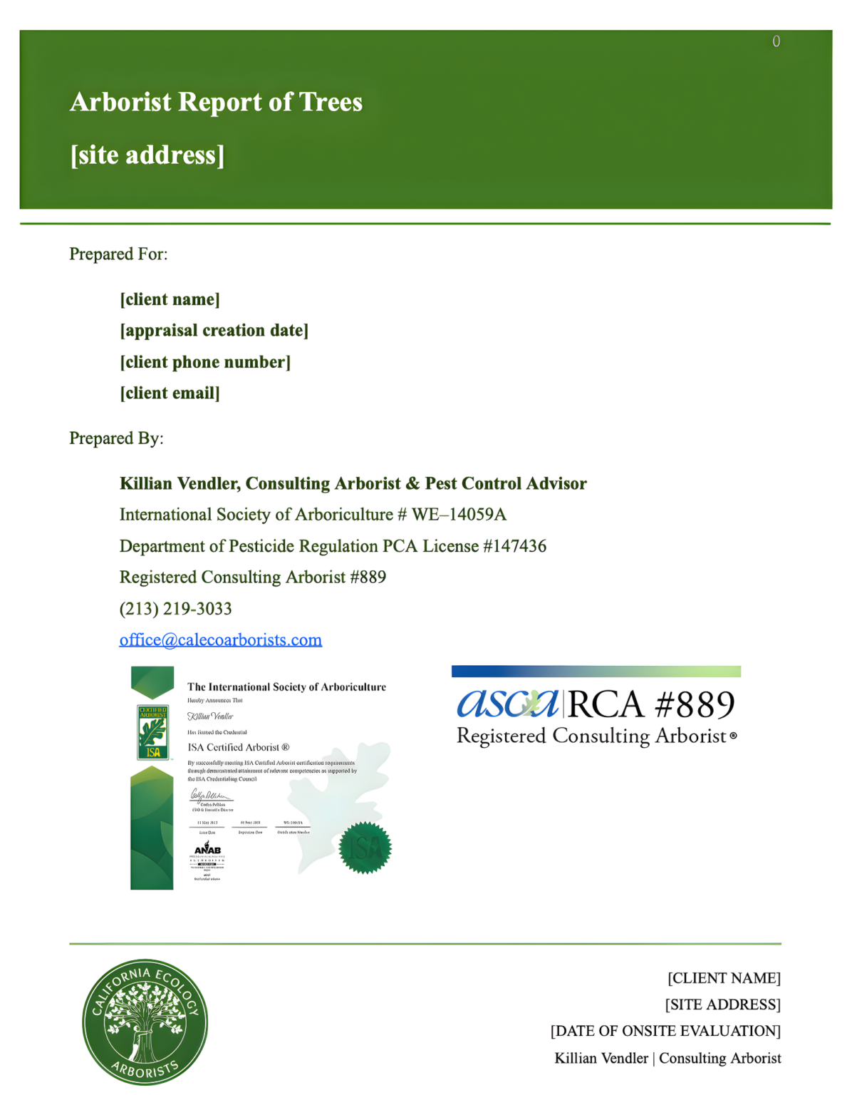Sample Reports – California Ecology Arborists